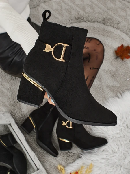 Bottines femme en daim écologique à talon bloc Calyssa