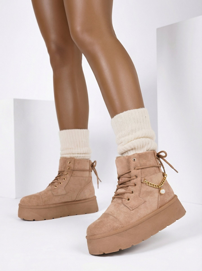 Royalfashion Bottes Woruces à lacets pour femmes