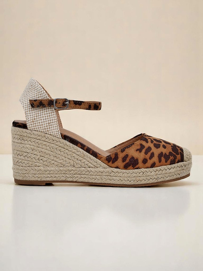 Aurelia Leopard Compensées Royalfashion pour femmes cuir écologique camel
