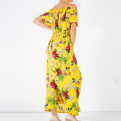 Robe longue fleurie jaune - Vêtements