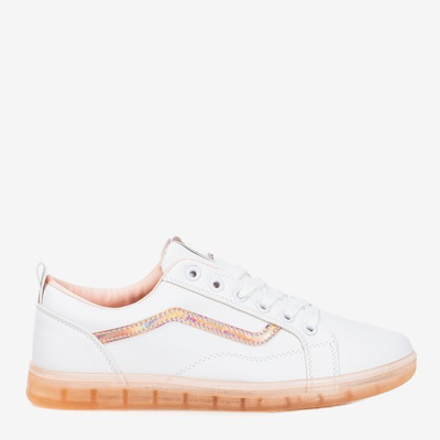 Sneakers femme blanches avec insert holographique rose clair Domsca - Footwear 1