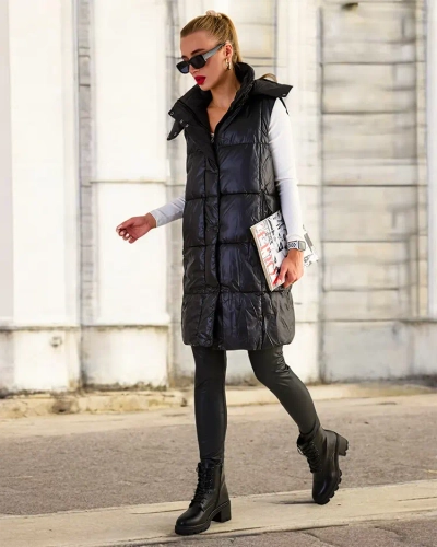 Royalfashion Gilet long pour femme avec coutures