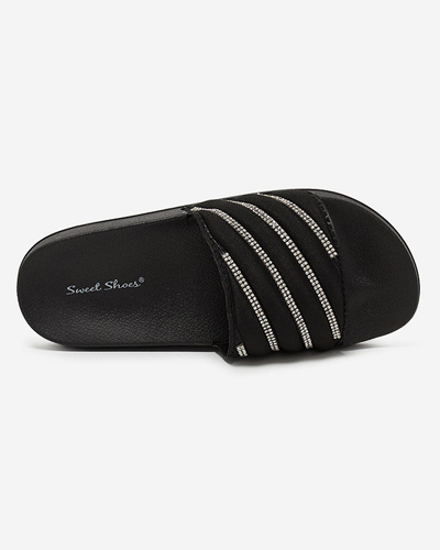 Chaussons femme noirs avec zircons cubiques Erikis - Footwear