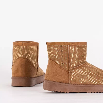 OUTLET Bottes de neige femme avec oxydes de zirconium camel Rudis - Chaussures