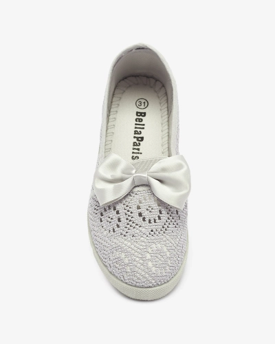 Baskets grises à enfiler avec nœud pour filles Sweet Life - Chaussures