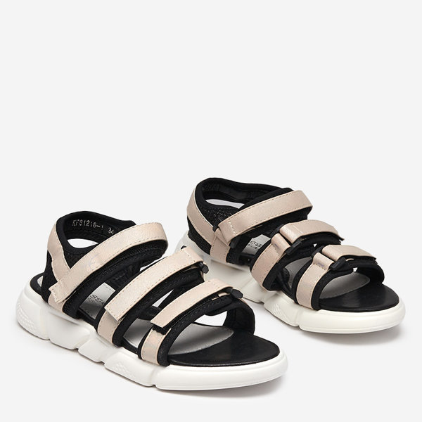 Sandales pour filles fermées par velcro en beige Mumin-Shoes