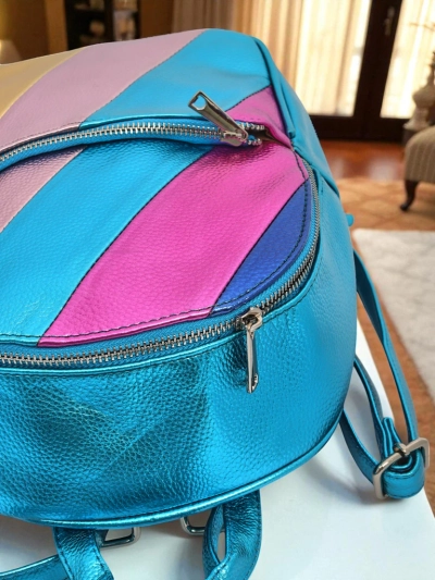 Sac à dos pour femme Royalfashion en cuir écologique avec bandes métalliques Bandes Métalliques