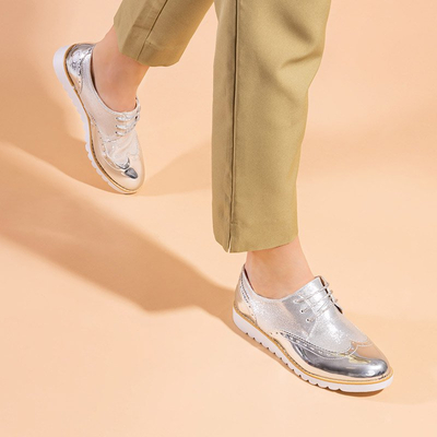 OUTLET Chaussures à lacets argentées pour femmes Narvi - Footwear