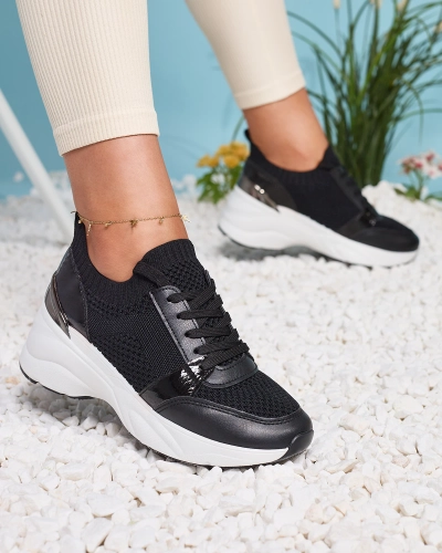 Chaussures de sport à talon pour femmes, noires Ezetta- Footwear