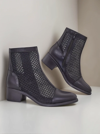 Royalfashion Bottines à talons bas pour femmes perforées Rowices