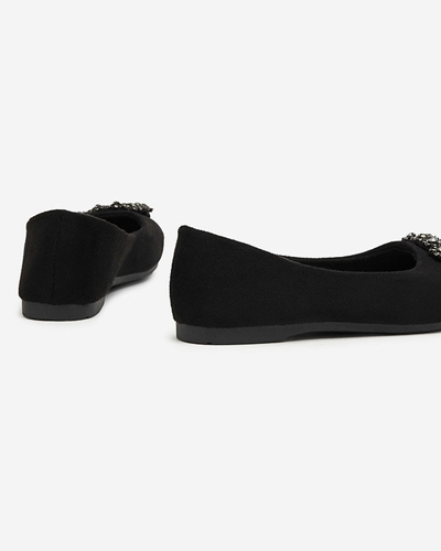 Ballerines noires en daim écologique pour femmes avec décoration Linselisa - Footwear