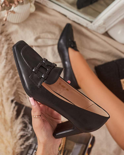Escarpins de style mocassin pour femmes en noir Mokwell-Footwear