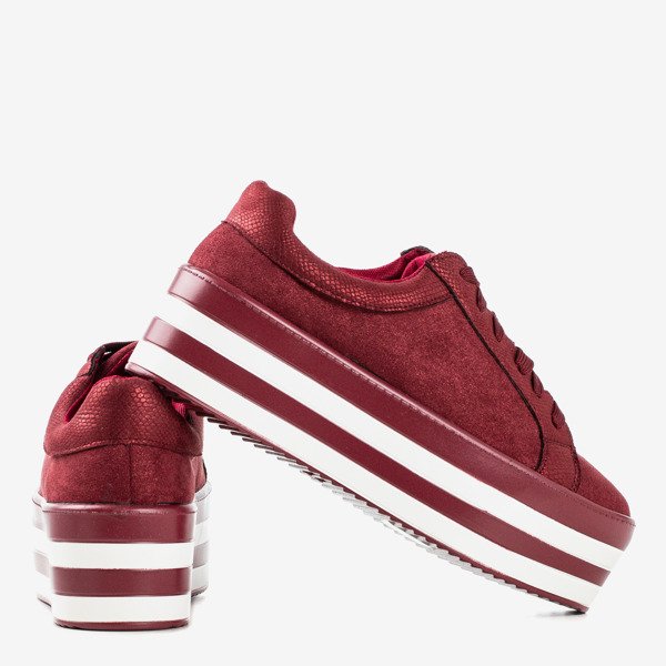 Sneakers femme en brocart bordeaux sur la plateforme Acssias - Chaussures 1