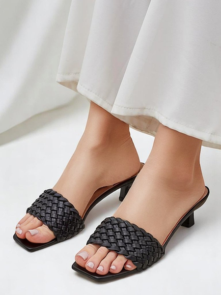 Sandales Callista Nero – Escarpins noirs pour femmes en cuir écologique, été