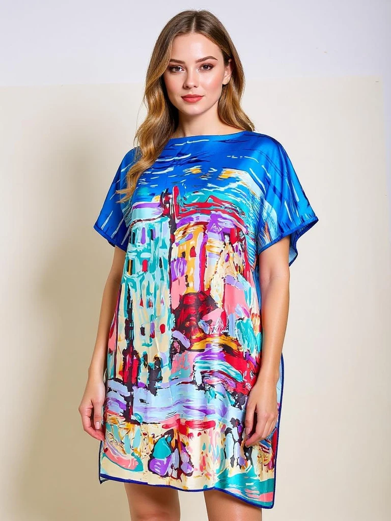 Robe paréo Demetria Royalfashion – multicolore, universelle, longueur genou