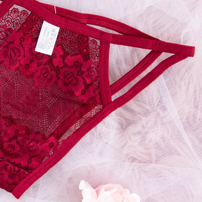 Culotte pour femme en dentelle bordeaux - Sous-vêtements