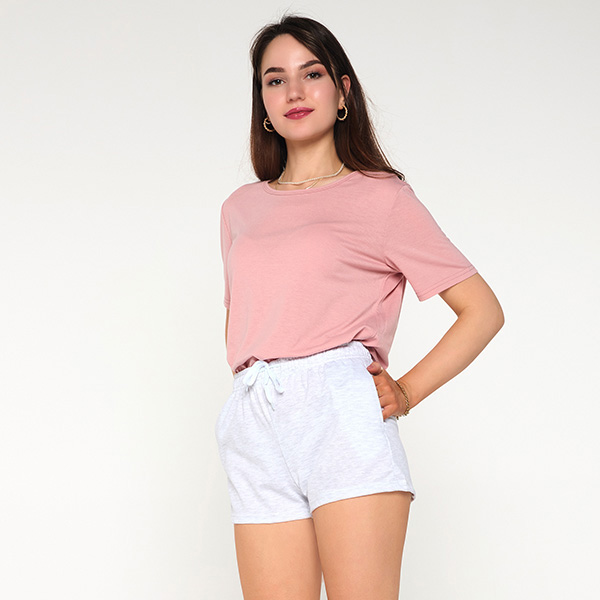 Short de sport femme gris clair - Vêtements