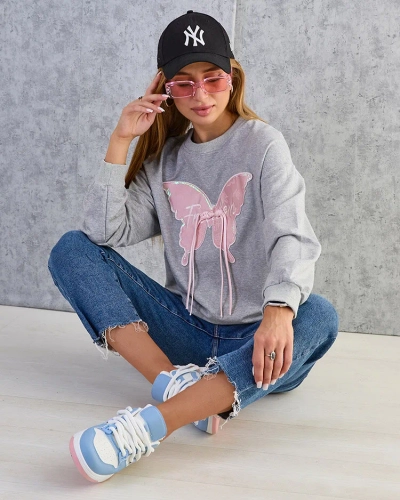 Royalfashion Sweat-shirt en coton à imprimé fin pour femme