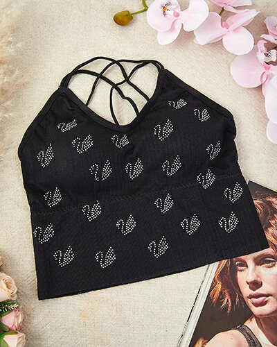 Royalfashion Soutien-gorge de sport pour femme avec zircons