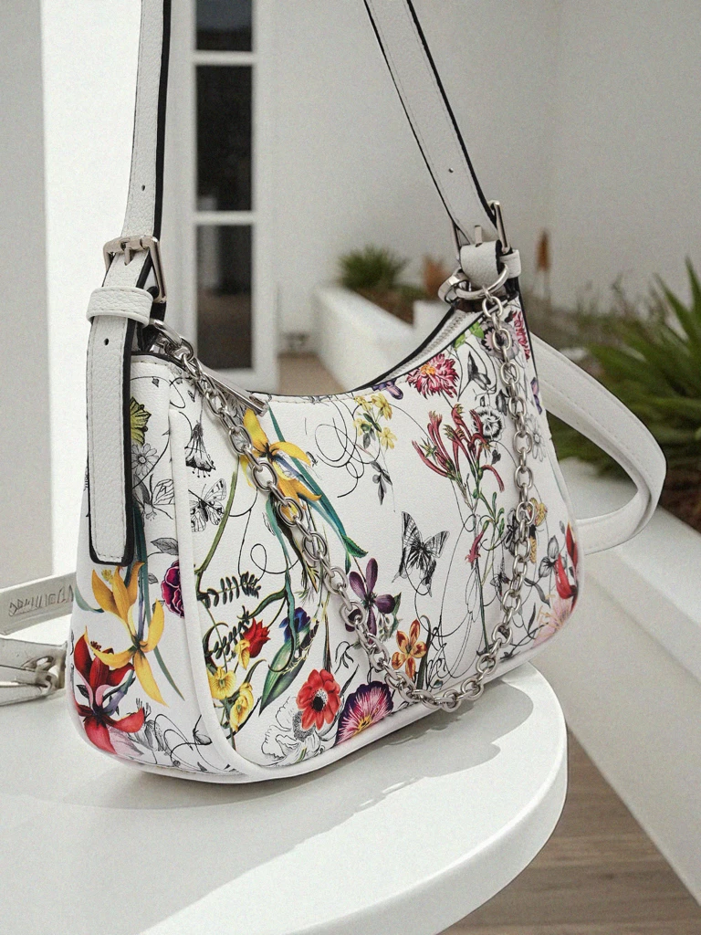 Royalfashion Petit sac à main pour femme en cuir écologique avec fleurs Lily Bloom