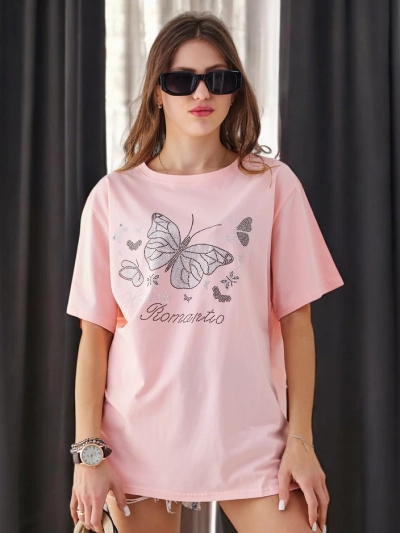 Royalfashion T-shirt en coton pour femmes Papillon romantique