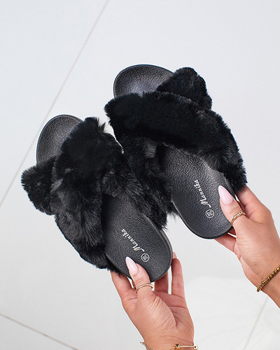 Pantoufles avec fourrure en noir Mashte - Footwear