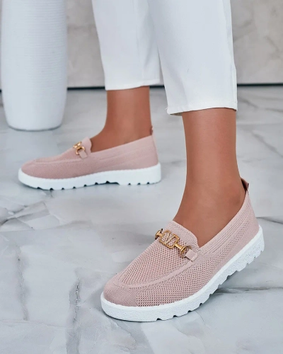 Royalfashion Mocassins en tissu pour femme avec ornementation dorée Erticae