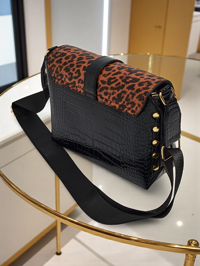 Petit sac à main verni pour femme en cuir écologique Panthere Mist