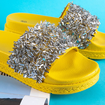 Pantoufles pour femmes jaunes avec zircone cubique Onesti - Chaussures