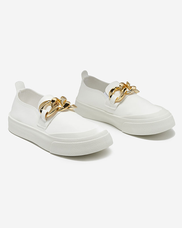 OUTLET Slip-on blanc pour femme avec semelle plus épaisse et décoration Senula - Footwear