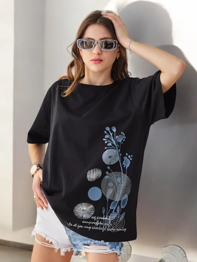 T-shirt en coton pour femmes Royalfashion avec impression