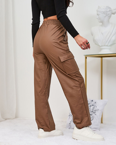 Royalfashion Pantalon de combat pour femme en cuir écologique