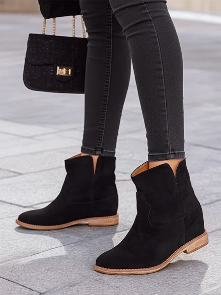 Royalfashion Bottes de style cowboy sur un talon compensé couvert Blueston