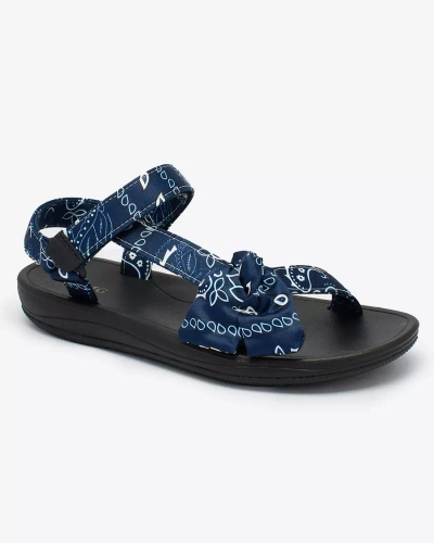 Royalfashion Sandales pour femmes bleu marine avec nœud Oyall