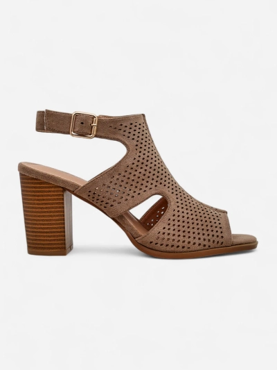 Royalfashion Sandales à talon bloc perforées pour femmes Abetle