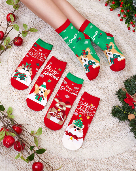 Chaussettes colorées pour femmes avec un motif de Noël - Sous-vêtements
