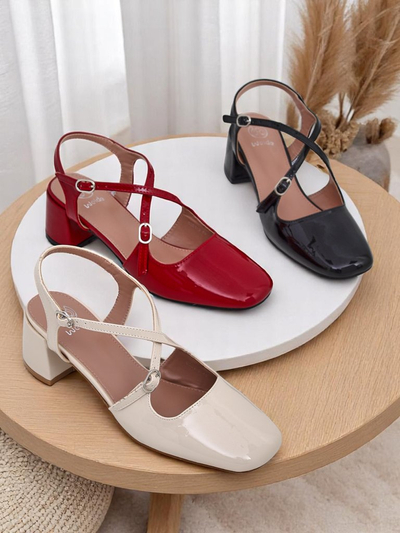 Royalfashion Escarpins à petit talon pour femme avec brides décoratives Lollita