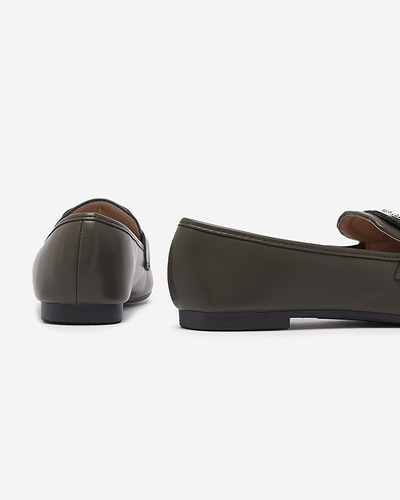 Mocassins pour femmes vert foncé avec ornements dorés Uletta - Footwear