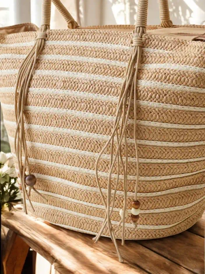 Royalfashion Grand sac à main en paille pour femmes