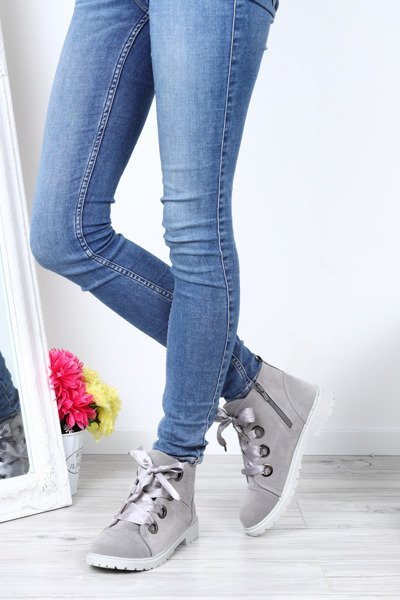 Szare traperki Estelle- Obuwie