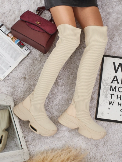 Longues bottes à enfiler pour femmes à semelle épaisse Ravmora