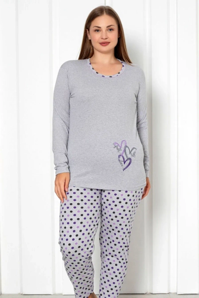 Ensemble de pyjama en coton pour femmes Royalfashion, 2 pièces, à pois TAILLE PLUS