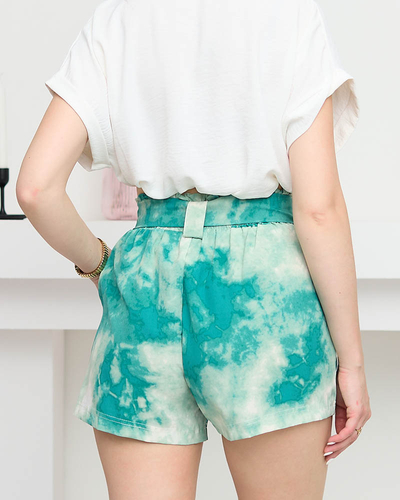 Short en tissu pour femme avec imprimé vert - Vêtements