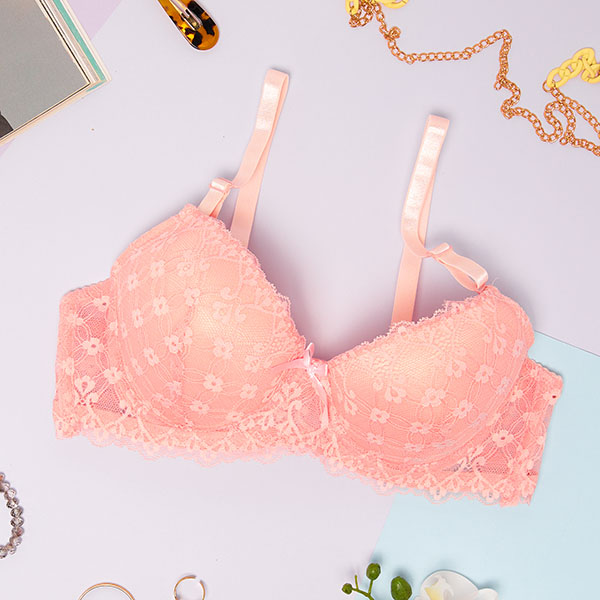 Soutien-gorge femme avec dentelle rose - Sous-vêtements