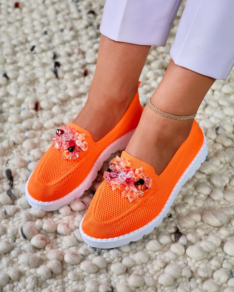 Royalfashion Demi-pointes à enfiler pour femmes Orange Enweta