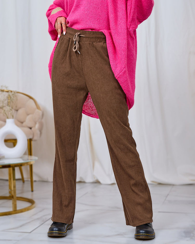 Royalfashion Pantalon en velours côtelé pour femme, de couleur marron