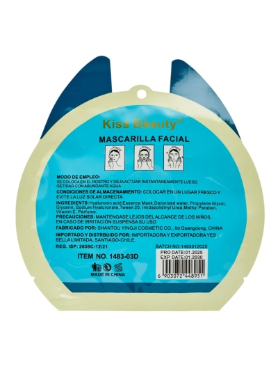 Masque en tissu pour le visage chat avec acide hyaluronique – hydratant
