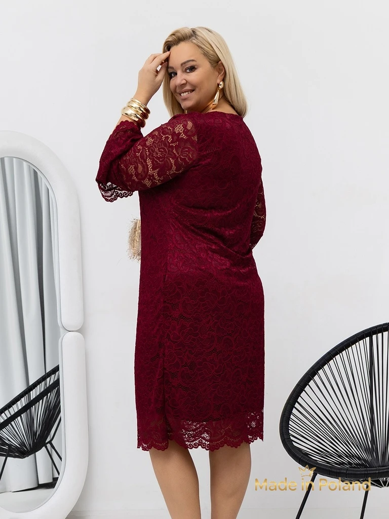 Robe midi en dentelle pour femmes à manches larges Kiss Star