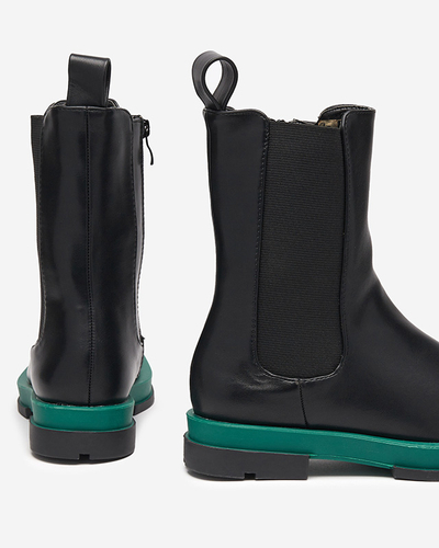 Bottes hautes pour femmes à bout carré noires et vertes Litepi - Footwear