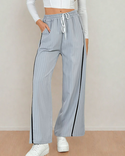 Royalfashion Pantalon en tissu rayé pour femme avec rayures